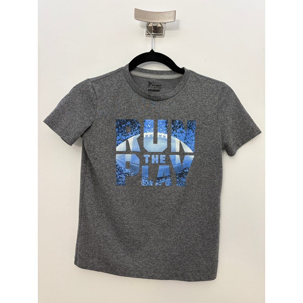 Old Navy Active "Run The Play" Football Graphic T-Shirt Gray Size M Go-Dry